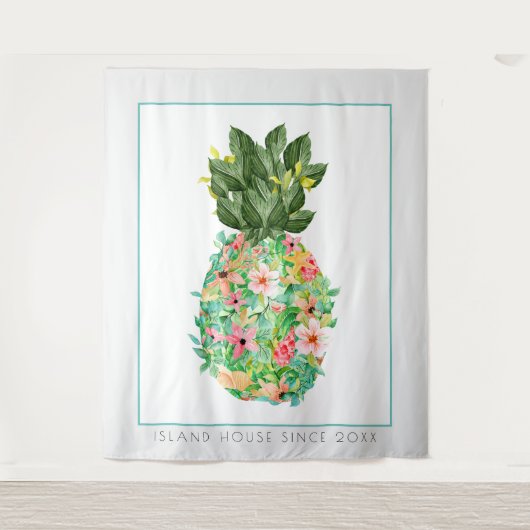 Blume Ananas Illustration Wandteppich (Vorderseite)