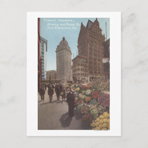 Blume-Anbieter, Kearny & Market Streets Postkarte