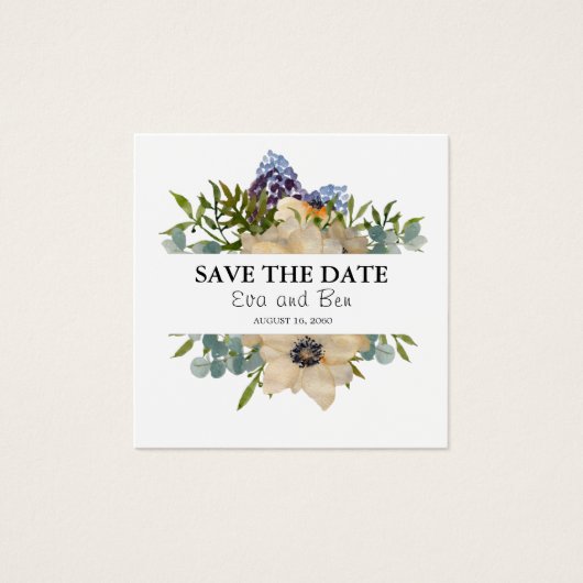 Blume anemone elegante Wasserfarbe Save the Date (Vorderseite)