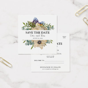 Blume anemone elegante Wasserfarbe Save the Date