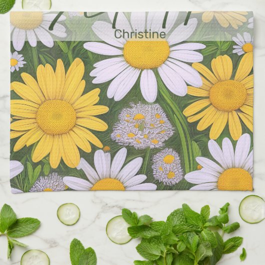 Blume April Daisies Küchentücher (Gefaltet)