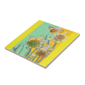 Blume Aqua-Gelb Fliese (Seite)
