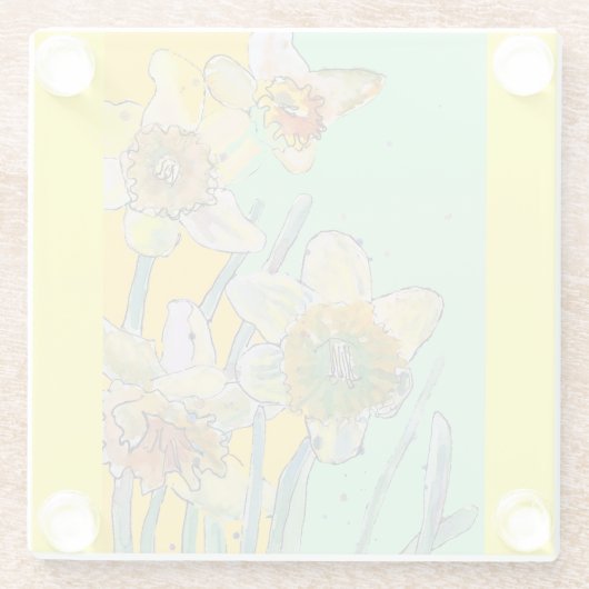 Blume Aqua-Gelb Glasuntersetzer (Rückseite)