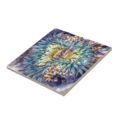 Blume Aqua & Gelbes Meer Anemone im Wasser Fliese (Seite)