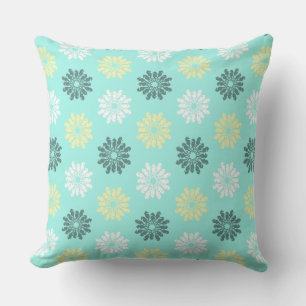 Blume Aqua Throw Kissen Für Draußen