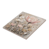 Blume Aquarell Abstrakt Beige Rosa Fliese (Seite)