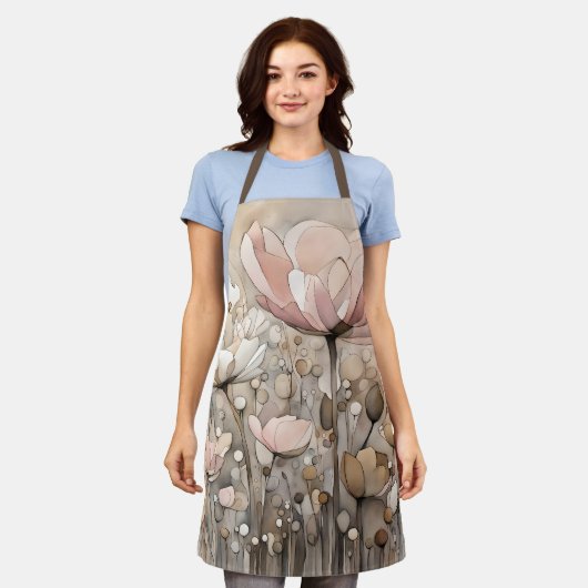 Blume Aquarell Abstrakt Beige Rosa Schürze (Getragen)