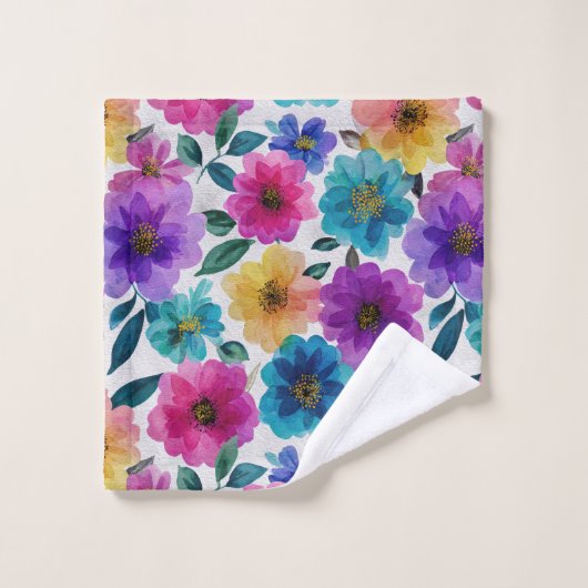 Blume Aquarell Blüten Farbenfrohe Blumenbezeichnun Badhandtuch Set (Waschlappen)
