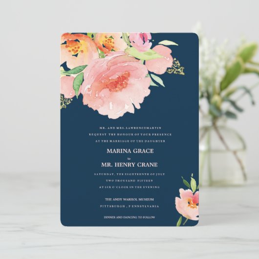 Blume Aquarell Einladung (Stehend Vorderseite)