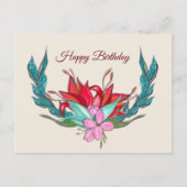 Blume Aquarell Happy Geburtstag Zeichnend Postkarte (Vorderseite)