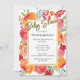 Blume Aquarell Kinderdusche Einladungen