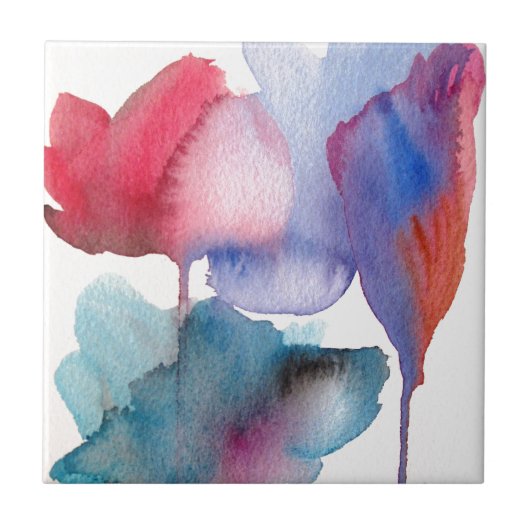 Blume Aquarell Moderne Blumenarchitektur Fliese (Vorderseite)