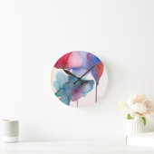 Blume Aquarell Moderne Blumenarchitektur Runde Wanduhr (Zuhause)