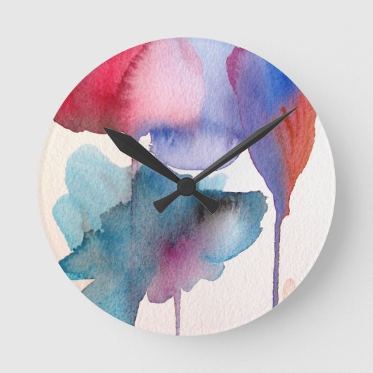 Blume Aquarell Moderne Blumenarchitektur Runde Wanduhr (Vorderseite)