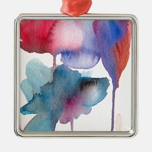 Blume Aquarell Moderne Blumenarchitektur Silbernes Ornament (Vorne)