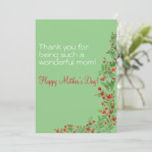 Blume Aquarell Muttertag Grüne Ferienkarte Feiertagskarte (Stehend Vorderseite)