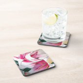 Blume Aquarell Originale Kunst in Weiß und Rosa Untersetzer (Rechte Seite)