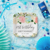 Blume Aquarell Rosa und Minze Geburtstag Pappteller (Party)