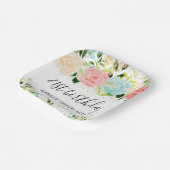 Blume Aquarell Rosa und Minze Geburtstag Pappteller (Gewinkelt)