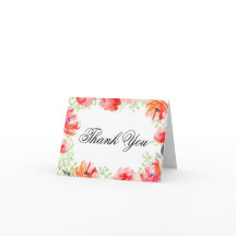 Blume Aquarell Rot und Ornage Poppy Danke