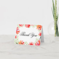 Blume Aquarell Rot und Ornage Poppy Danke