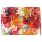 Blume Aquarell Rotes Orange Blumenmotiv Große Geschenktüte (Vorderseite)