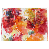 Blume Aquarell Rotes Orange Blumenmotiv Große Geschenktüte (Rückseite)