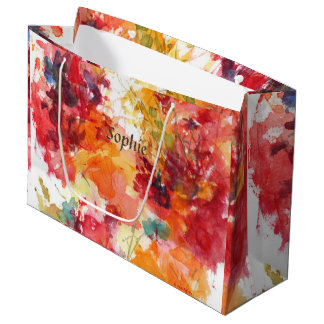 Blume Aquarell Rotes Orange Blumenmotiv Große Geschenktüte
