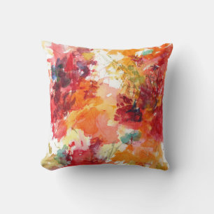 Blume Aquarell Rotes Orange   Kissen