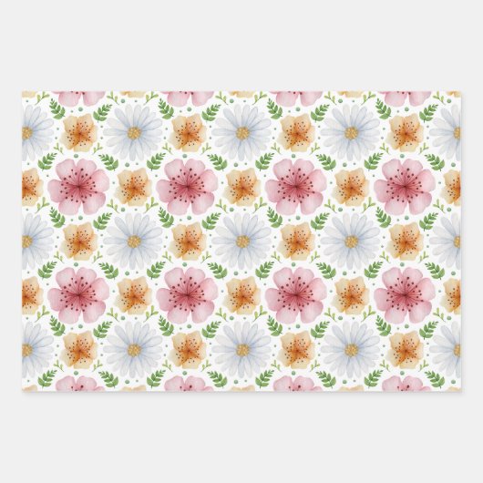 Blume Aquarell Vintages Ostern Geschenkpapier Set (Vorderseite 2)