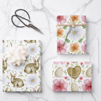 Blume Aquarell Vintages Ostern Geschenkpapier Set