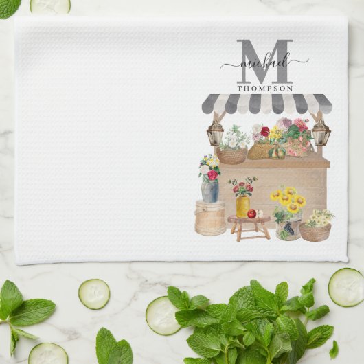 Blume Aquarellbauer Geschirrtuch (Gefaltet)