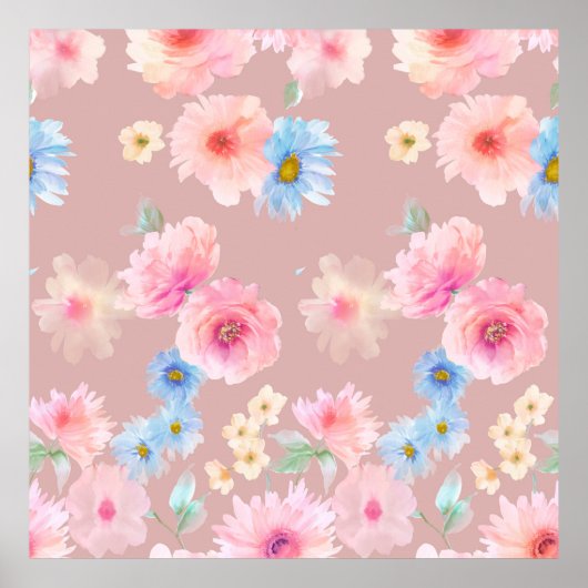 Blume Aquarellbild. Wassercolo Big Set Poster (Vorne)