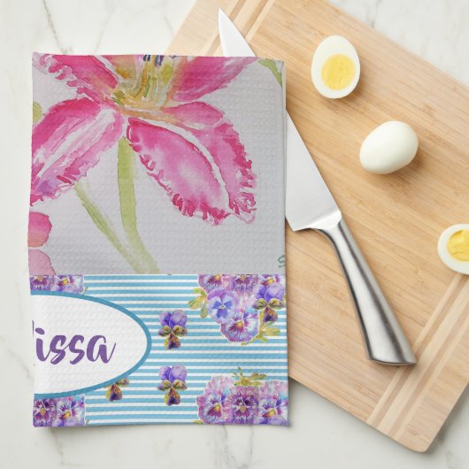 Blume Aquarellfarben  Geschirrtuch (Viertel Falte)