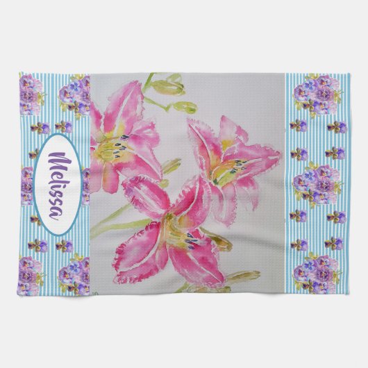 Blume Aquarellfarben  Geschirrtuch (Horizontal)