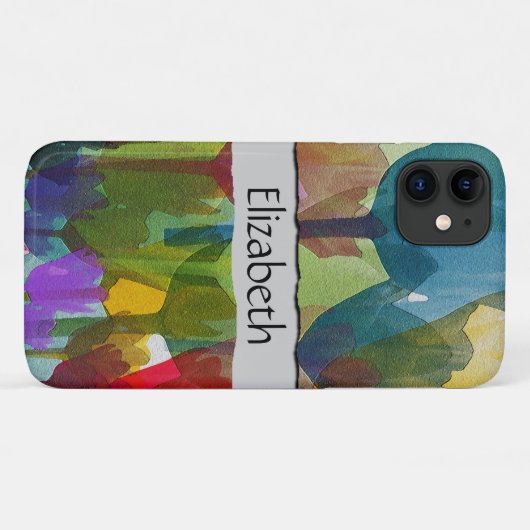 Blume, Aquarellfarben, Ihr Name Case-Mate iPhone Hülle (Rückseite (Horizontal))