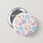 Blume Aquarellfarben, rosa, blau, romantisch Button (Vorne & Hinten)