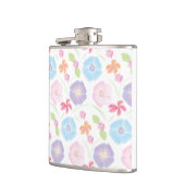 Blume Aquarellfarben, rosa, blau, romantisch Flachmann (Links)