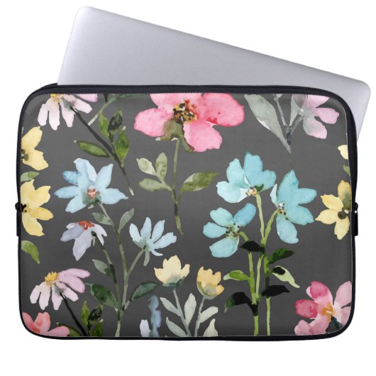 Blume Aquarellfarben Vintag Laptopschutzhülle (Vorderseite)