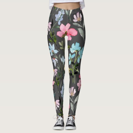 Blume Aquarellfarben Vintag Leggings (Vorderseite)