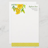 Blume Aquarellgelbe Lilien Briefpapier (Vorne/Hinten)