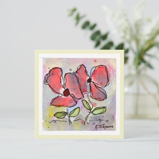 Blume Aquarellkarte (Stehend Vorderseite)