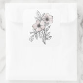 Blume Aquarellkunst, ästhetisches Element Quadratischer Aufkleber (Tasche)