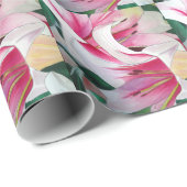 Blume Aquarellkunst in Weiß und Rosa Geschenkpapier (Rolleneckpunkt)