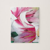 Blume Aquarellkunst in Weiß und Rosa Puzzle (Vertikal)