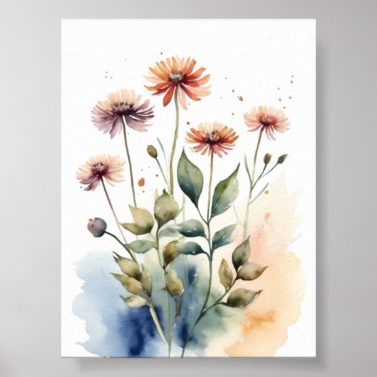 Blume Aquarellmalerei Poster (Vorne)