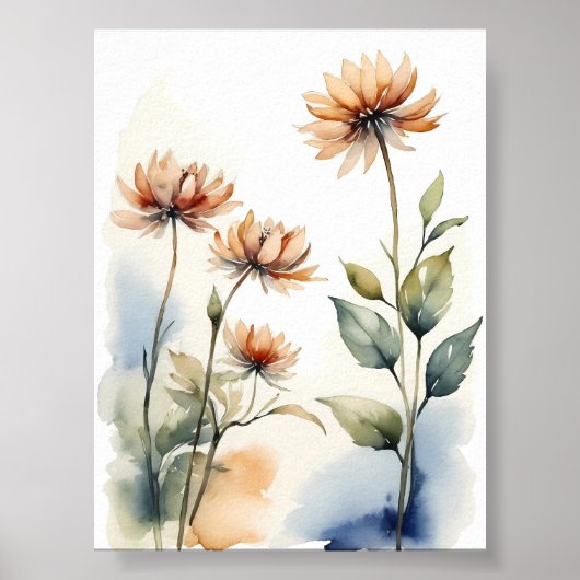 Blume Aquarellmalerei Poster (Vorne)