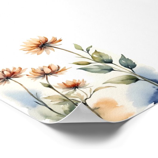 Blume Aquarellmalerei Poster (Ecke)