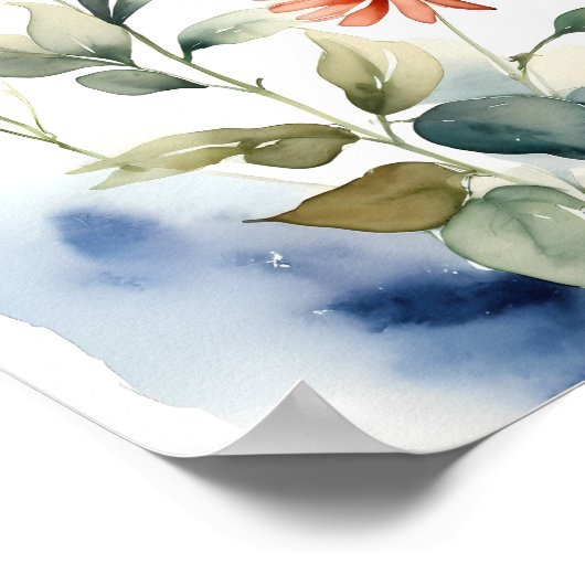 Blume Aquarellmalerei Poster (Ecke)