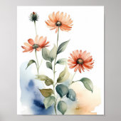 Blume Aquarellmalerei Poster (Vorne)